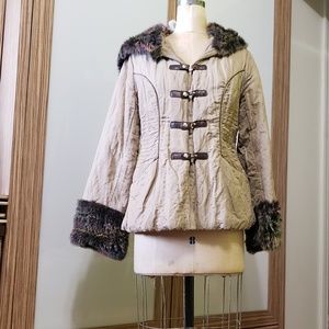 Bugatteli Jacket with rabbit fur size L, 6-8